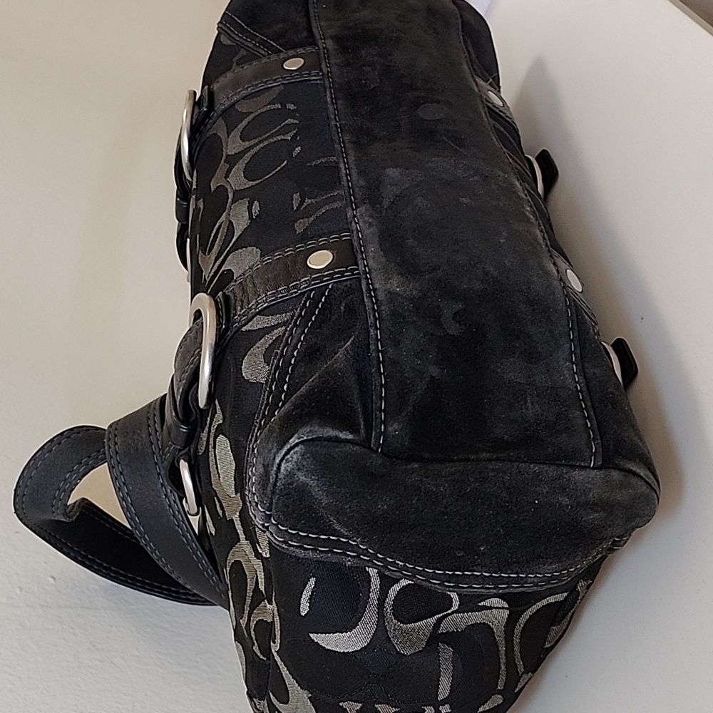 Coach Y2K Hobo Chelsea Signature Jacquard Leather Suede  Turn Lock Shoulder Bag - Picture 8 of 16